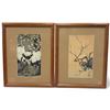 Image 1 : 2 Framed Japanese Art Prints "Plum Blossoms and Cranes" by Ito Jakuchu & "Plum Branch" by Hoichi Sak