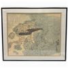 Image 1 : Framed Chinese Cursive Grass & Pagoda Print - Double Matted in a  21" x 25" frame