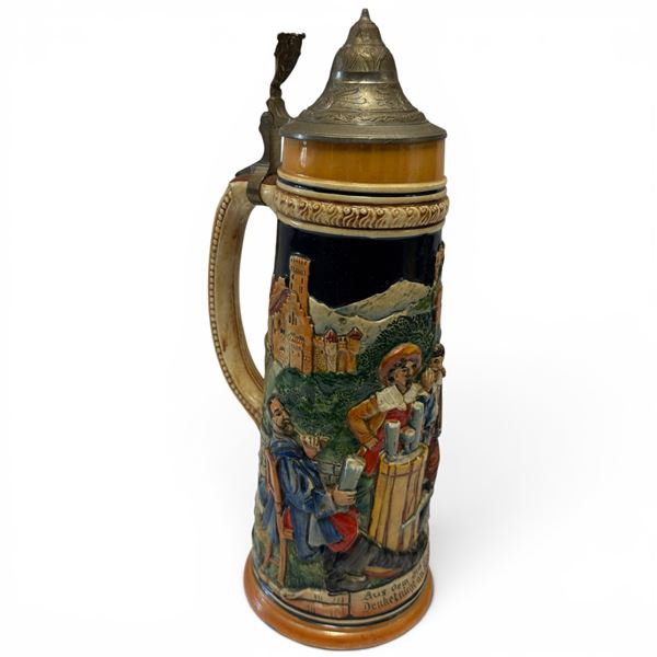 Vintage German Beer Stein "Aus Dem Sinn Die Sorgen Denke Nicht an Morgen" West Germany 1/2 Litre