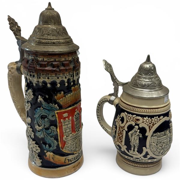 Carl Knoblauch Heidelberg Short Beer Stein & Hamburg Beer Stein