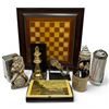 Image 1 : Mixed Bar Lot: Dal Negro Treviso-Italy Vintage Games Set, Chessboard, Bookends, Beer Stein, & More