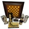 Image 2 : Mixed Bar Lot: Dal Negro Treviso-Italy Vintage Games Set, Chessboard, Bookends, Beer Stein, & More