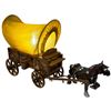Image 2 : Vintage Inmate Folk Art Covered Wagon Lamp, Crafted from Wood and Muslin