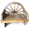 Image 1 : Rustic Wagon Wheel Made Bench: Wooden Plank Seat with Wagon Wheel Back