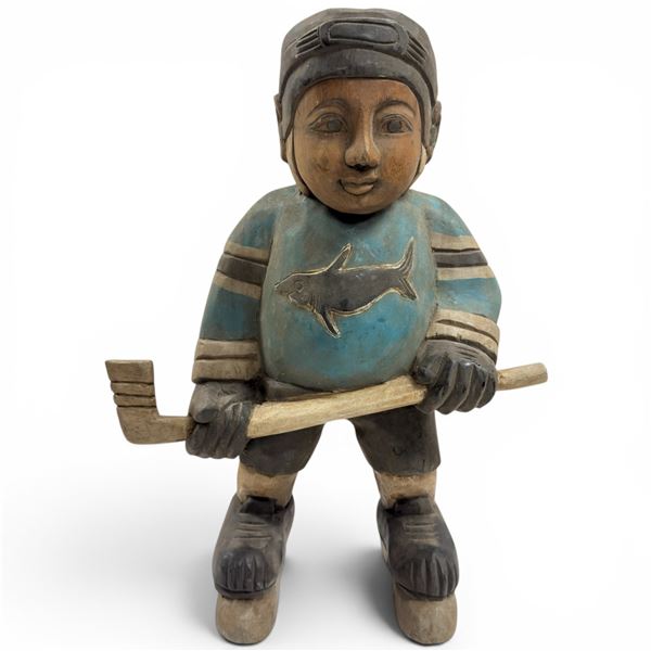 Folk Art Style Carved San Jose Sharks 17" Tall #1