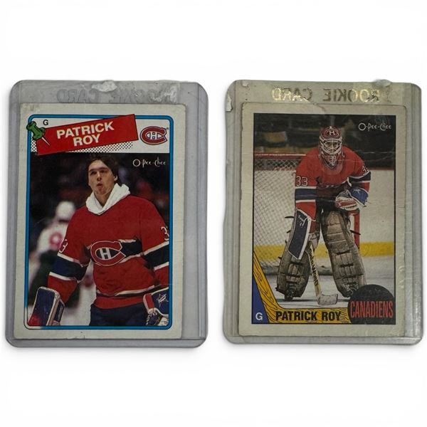 988 O-Pee-Chee #116 Patrick Roy and a 1989-1990 Pro Set #157 Patrick Roy