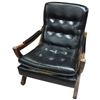 Image 2 : Vintage 1950s Stansberry Mid-Century Modern Tufted Lounge Chair Black Vinyl & Wood Frame