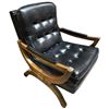 Image 3 : Vintage 1950s Stansberry Mid-Century Modern Tufted Lounge Chair Black Vinyl & Wood Frame