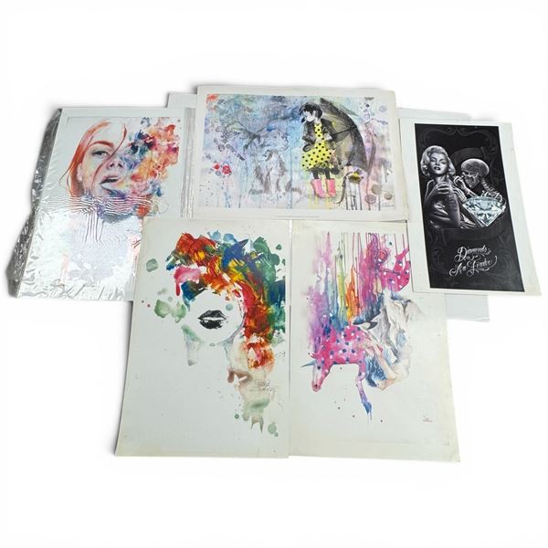 Collection of Pop Surrealist Style Prints by Lora Zombie and Others 19x13" by "Eyes and Walls"