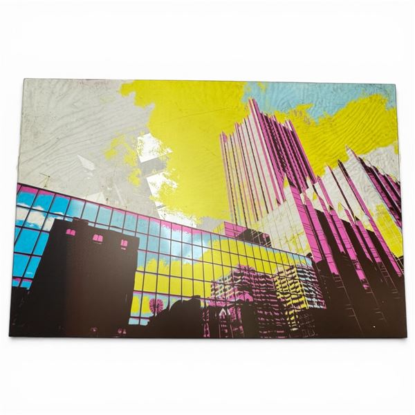 Large Plexiglass Artwork Pop Art Print of Cityscape 6 Foot by 4 Foot