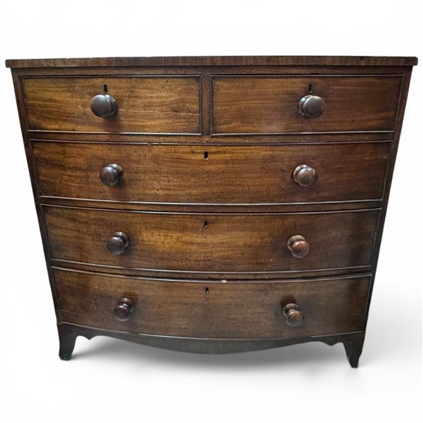 Vintage Solid Wood Bow-Front Chest of Drawers