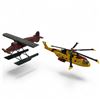 Image 1 : Wood Carved Single Engine Float Plane & NewRay Sky Pilot Agusta EH 101 SAR Helicopter