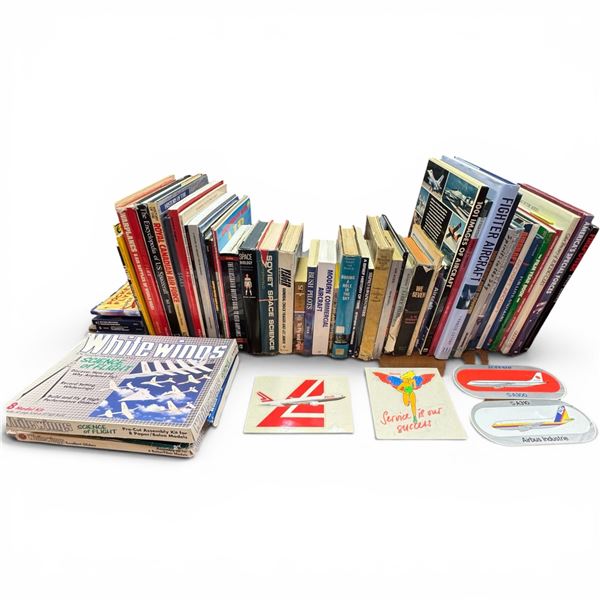 Vintage Aviation & Aerospace Library with Airline Ephemera