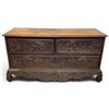 Image 1 : Antique Indonesian Madurese Javanese Hand Carved Wood Chest of Drawers - 15" x 39" wide x 20" tall