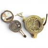 Image 1 : Vintage-Style Brass Sundial Compass & Bras Prismatic Compass W Natural-Sine Plate