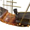 Image 2 : Two Wooden Ships: Santa Maria Lamp  17" Tall and Sloop Rigged Sailboat Model