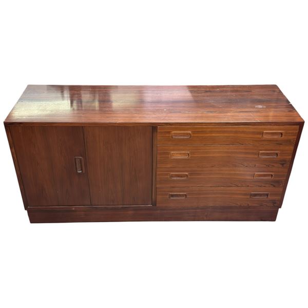 Mid-Century Danish Style Credenza - 17" x 54" x 26" tall (some chipping to the veneer)