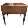 Image 1 : Zane Woven Raffia Nightstand with Brass Cap Feet - 18" x 18" x 22" tall