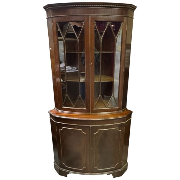 Vintage Mahogany Bow Front Corner with Key by Bevan Funnell Ltd. - 22" deep x 38" wide x 71" tall
