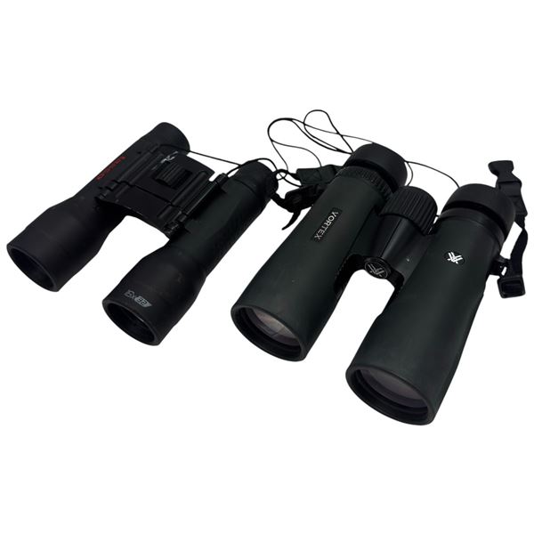 2 Pairs of Binoculars - Vortex Diamondback 10x42 and 1 Tasco 16x32