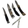 Image 2 : 5 Assorted Knives - Hunting, Folding and Multiproteic (One has a broken tip)