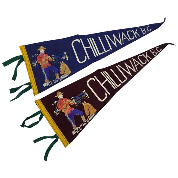 2 Vintage R.C.M.P. Chilliwack Felt Pennants