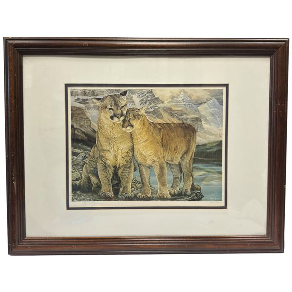 Paul Larabee Ltd. Editon Print "Cougars" #4396/4950 - Double matted in a 27" x 21" frame