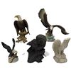 Image 1 : Tom Mackie Owl Sculpture and 4 Eagles - Tallest is  9" - Wide variety of materials