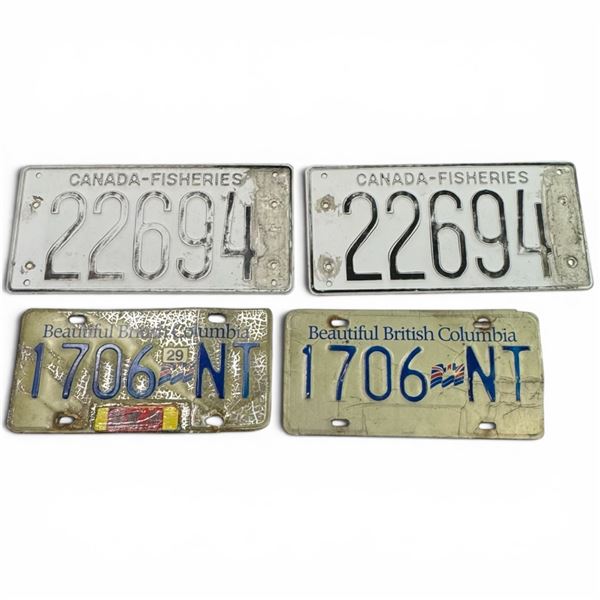 Canada Fisheries License Plates and BC Plates