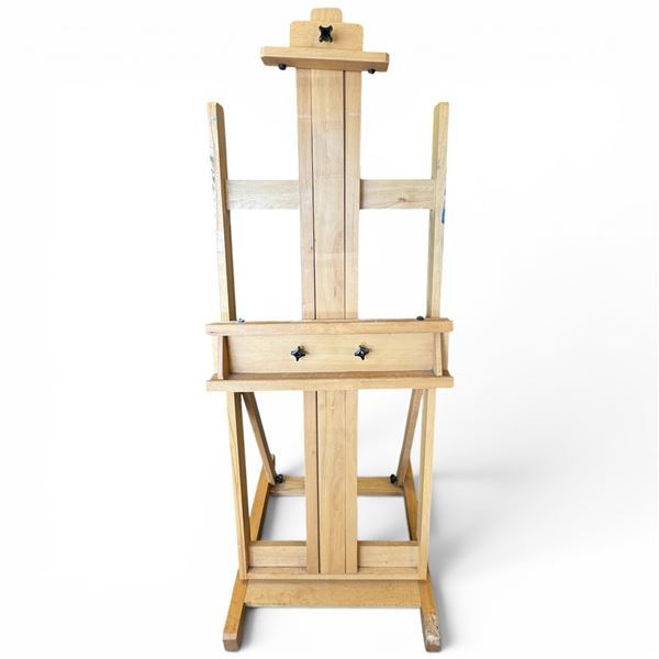 Oak Maestro H-Frame Easel 22" Wide, 25" Depth and 95" Fully Extended & 58" Lowered Height