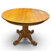 Image 1 : Vintage Oak Pedestal Table with Leaf - 42" diameter without leaf - 32" leaf