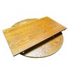 Image 3 : Vintage Oak Pedestal Table with Leaf - 42" diameter without leaf - 32" leaf