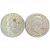 Image 1 : 2 US Silver Half Dollar Coins - 90% Silver - (1957 & 1961) - Circulated