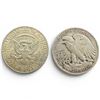 Image 1 : 2 US Silver Half Dollar Coins - 90% Silver - (1945 Walking Liberty & 1964 Kennedy) - Circulated