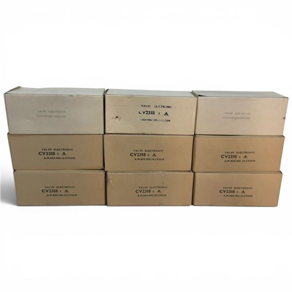 Lot of 9 New-Old-Stock CV2318 Z Electronic Valves - Original Boxes, Military-Spec