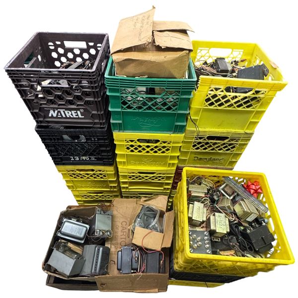 Pallet Lot of Assorted Electronics Parts, Transformers, Capacitors, Wire, Cable, Copper, Aluminum #1