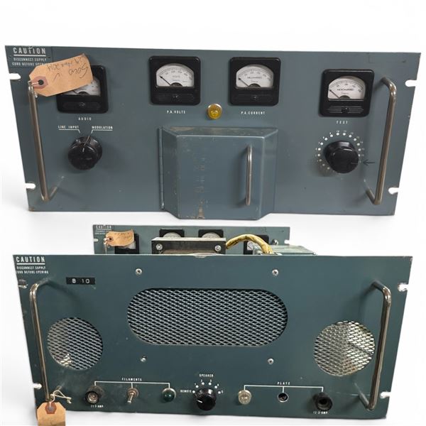 Pair of Mid-Century RF Communications Units - Transmitter Control Panel & PA Test Console