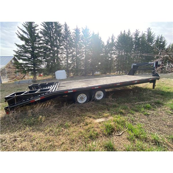 2006 Double A 25 ft. Pin 5th wheel G/N Flat deck trailer, flip down ramps, tandem axle, spare, appro