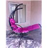 Image 7 : Outdoor Hanging Chaise Lounger with Pink Cushion and Steel Frame