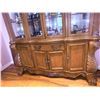Image 3 : Large Ornate Wood China Cabinet with Glass Doors and Carved Details