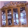 Image 4 : Large Ornate Wood China Cabinet with Glass Doors and Carved Details