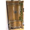 Image 1 : Tall Wooden Armoire with Carved Details and Replacement Handle