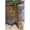 Image 7 : Tall Wooden Armoire with Carved Details and Replacement Handle