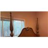 Image 5 : Four-Poster Wooden Bed Frame With Ornate Carvings