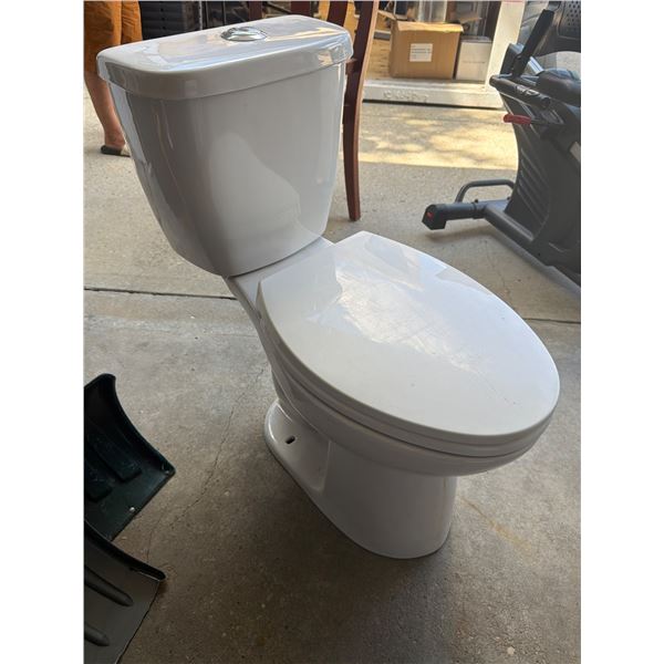 White Two-Piece Porcelain Toilet with Dual-Flush Mechanism