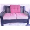 Image 3 : Four-Piece Black Wicker Patio Furniture Set with Cushions and Glass-Topped Table