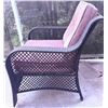 Image 4 : Four-Piece Black Wicker Patio Furniture Set with Cushions and Glass-Topped Table