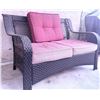 Image 5 : Four-Piece Black Wicker Patio Furniture Set with Cushions and Glass-Topped Table
