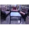 Image 7 : Four-Piece Black Wicker Patio Furniture Set with Cushions and Glass-Topped Table