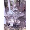 Image 6 : Patio Dining Set with Glass Table, Four Chairs, and Umbrella